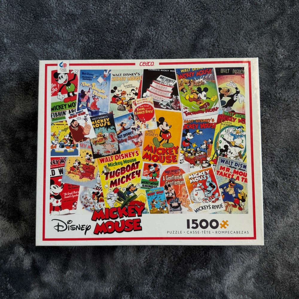 Ceaco Disney Mickey Mouse 1500 Piece Jigsaw Puzzle Vintage‎ Movie Poster Collage